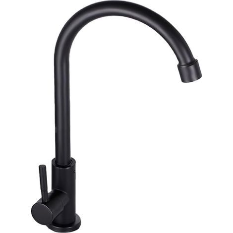 Robinet D'eau Froide Noir en Acier Inoxydable Cuisine et Salle de Bain, Facile à Installer et Résistant à L'usure, pour Lavabo et Évier (1/5)