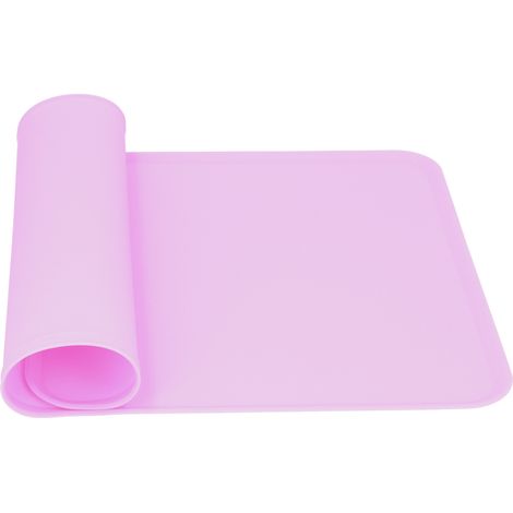 Tapis de table en silicone anti-fuites, imperméable et antidérapant pour gamelle d'animaux (rose)