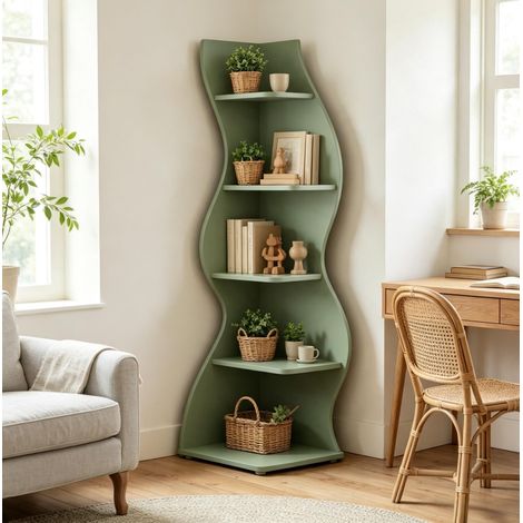 Scaffale angolare a 5 livelli regolabile, verde DESVIAE (1/5)