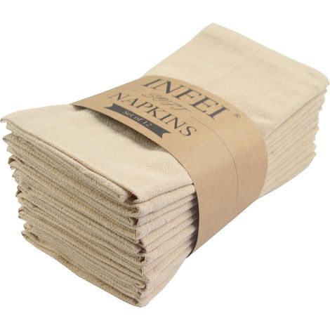 Serviettes de Table en Tissu de Couleur Unie, Lot de 12 (15,7 x 11,8 Pouces), Serviette de Table de Cuisine en Coton réutilisable, pour Les fêtes, l’hôtel et la Maison (Lin) (1/5)