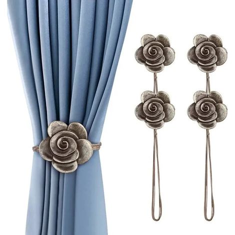 Embrasses de rideaux, attaches de rideaux en résine à fleurs, attaches de rideaux vintage, supports décoratifs magnétiques-a373 (1/4)