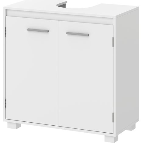 Meuble sous évier avec étagère réglable et 2 portes, 60 x 30 x 60 cm, blanc (1/5)
