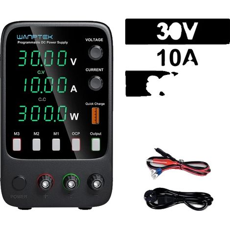 Fuente de alimentación de CC, voltaje ajustable, pantalla de alta precisión, 4 dígitos APS3010H (1/2)