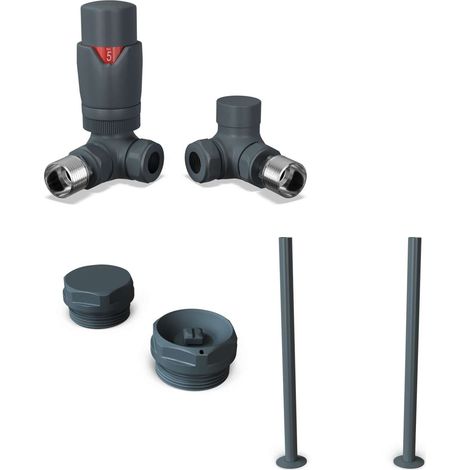 Stirling Bold - Thermostatic Radiator Valve & Installation Kit - Anthracite Corner 15mm