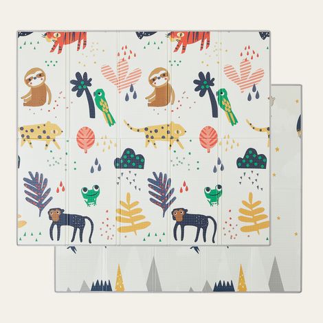 CASABEL Tapis d’Éveil Bébé 180×200 cm, Pliable, Motifs Singe