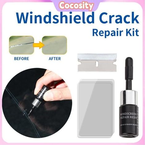 Cocosity Outil de réparation de puce de fissure en verre de vitre de voiture Automotive Glass Repair Liquid DIY moto coffret Noir (1/5)