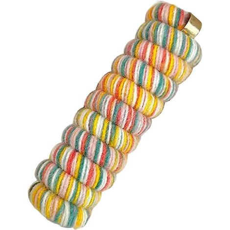 Élastique à cheveux en spirale de téléphone arc-en-ciel, pince à cheveux, outil de tressage, spirale en laine cachemire colorée pour fille-Yellow (1/5)