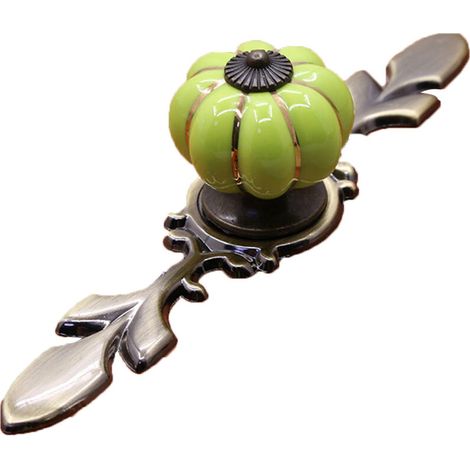 Poignée de tiroir en céramique verte en forme de citrouille, bouton de meuble pour armoire et commode (1/2)
