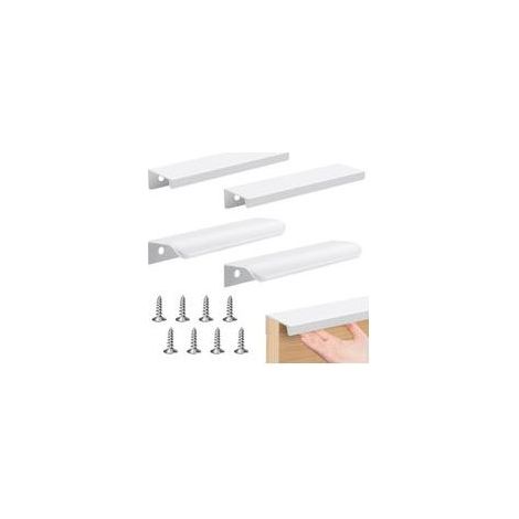 Set di 4 maniglie invisibili da 120 mm in alluminio bianco, maniglie a scomparsa per mobili e porte con viti incluse. (1/5)
