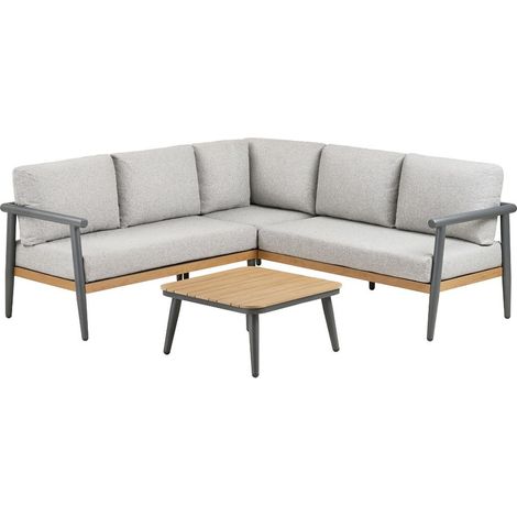 Camilla Lounge-Set inkl. Kissen Ecksofa, Tisch graubeige.