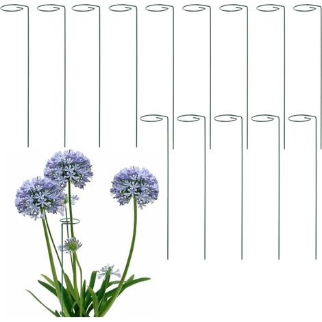 14 stuks, 40 cm, kleine plantensteun, struiksteun, bloemensteun, staal, enkele steunring, orchideeënstaaf voor planten, bloemen, tulpen, roos, lelie, tomaten (1/5)