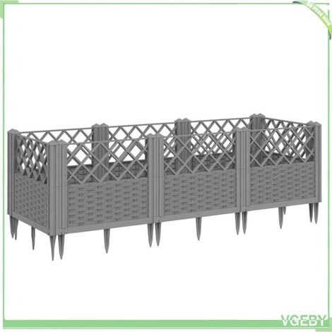 Jardinière - FAFEICY - Aspect rotin - gris clair - 123,5 x 43,5 x 43,5 cm - Modulaire 8 panneaux (1/5)