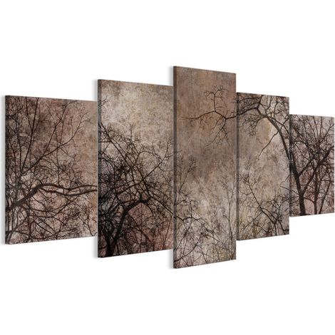 Quadro su tela italiana 100 x 50 cm pentattico - stile modernista - natura Quadro su tela italiana 150 x 75 cm pentattico - stile modernista - natura (1/5)