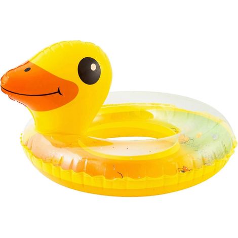 Bouée gonflable canard inclinée - Bouée jaune pour s'amuser en été, PVC résistant, taille enfant, 90 cm (1/4)