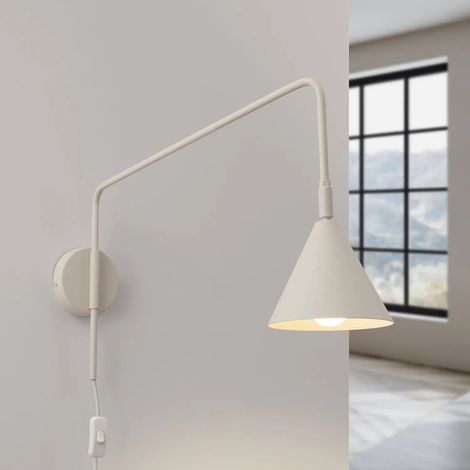 [NEUWERTIG] B-Ware Wandleuchte Wandlampe Lys Beige Stahl Stecker E14 Led Skandinavisch ø 14 Cm