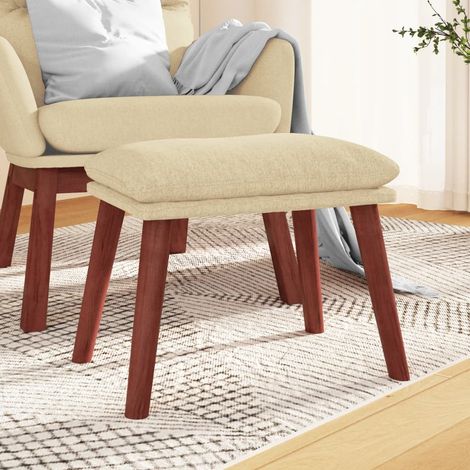 Repose-Pieds pour Salon ou Chambre - Tabouret Pouf Crème 45x29,5x39 cm Tissu BV208188 - BonneVie