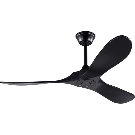 Ventilatore da soffitto nero da 52 pollici, 3 pale in legno, senza luce, con telecomando (1/5)