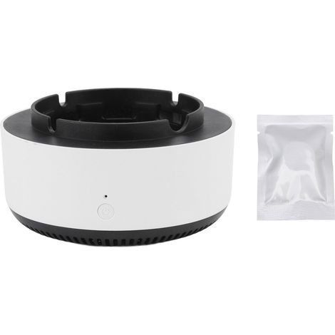 Cendrier intelligent auto-extinguible, petit modèle multifonctionnel purificateur d'air à ions négatifs, blanc et noir. (1/5)
