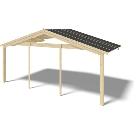 Tettoia di terazzo in legno - 6x3m - colore naturale - DOM556 (1/4)