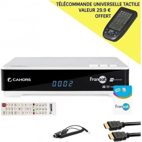 OFFRE: CAHORS RÉCEPTEUR TV SATELLITE HD + CARTE FRANSAT PC6 + CÂBLE HDMI + CÂBLE 12V + TÉLÉCOMMANDE UNIVERSELLE TACTILE REDLINE