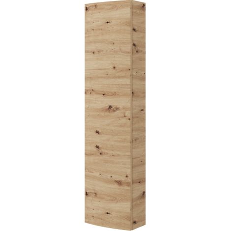 Hängender Badezimmerschrank 70 cm  aus goldenem Eichenholz mit Waschbecken – Arona - mit Kolonne Spiegel und LED Lampe