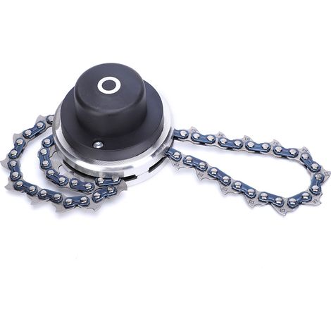 Lot de 2 têtes de coupe à chaîne en acier 65Mn pour débroussailleuse, accessoire noir pour tondeuse à gazon (1/5)