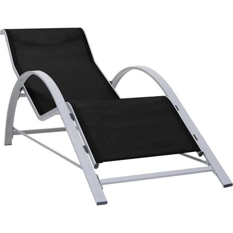 Chaise Longue Pliante en Aluminium Noir avec Tissu Xénia (1/5)