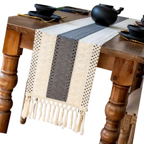 Décoration de table de Noël en polyester infroissable, pliable et facile à ranger. Accessoire idéal pour les fêtes de fin d'année. 30 x 160 cm, gris. (1/5)