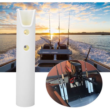 Support de canne à pêche mural en plastique blanc, fixation latérale pour rangement droit, accessoire de pêche pratique. (1/4)