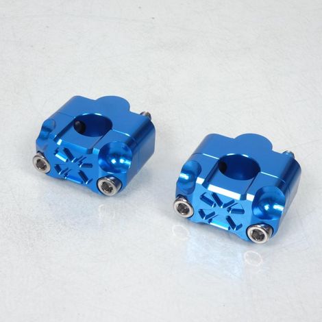 Paire pontet de guidon universel bleu Ø22mm réhausse 22mm 3AS (1/5)