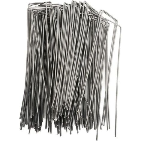 Piquet Jardin - Acier Galvanisé - 4 x 10 cm - Pour Toile Paillage Bache Filet - 100 Pièces (1/5)