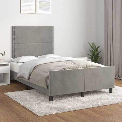 Lit adulte,Cadre de lit et tête de lit pour enfants,adolescents,Facile à Assembler Gris clair 120x200 cm XZZ491928 (1/5)