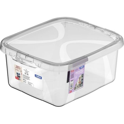 Rotho Aufbewahrungsbox Lona mit Deckel 19,8 x 16,5 cm 2 L transparent Aufbewahrungsbox
