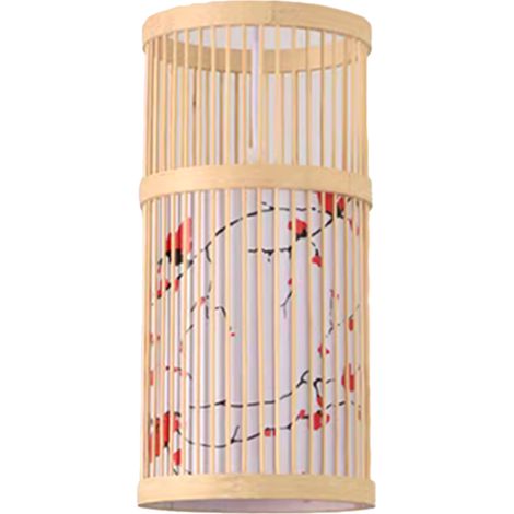 Suspension LED Style Chinois Zen Tissage Bois Luminaire Suspendu Avec Abat-Jour Simili Peau Mouton Pour Maison Hôtel Salon Thé 111V À 240V (1/4)