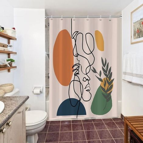 Abstrakter Duschvorhang, schimmelresistent und wasserdicht, waschbar, Polyester, 150 x 180 cm