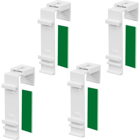 Set di 4 staffe di montaggio lunghe per tende a rullo doppie, per fissaggio e incollaggio senza foratura, come accessorio o ricambio per l'installazione su finestre e porte finestre. (1/5)