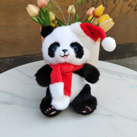 Peluche De Noël - Figurine En Peluche Miniature Avec Chapeau De Père Noël - Décoration Pour Arbre De Noël Et Faveurs De Fête - Lot Unique - 25,4 cm (1/3)