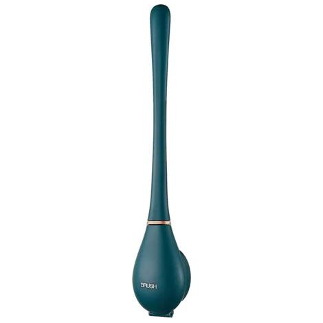 Brosse de toilette plate en silicone bleu suspendue, brosse de toilette flexible en silicone, brosse de nettoyage murale en silicone sans perforation (1/4)