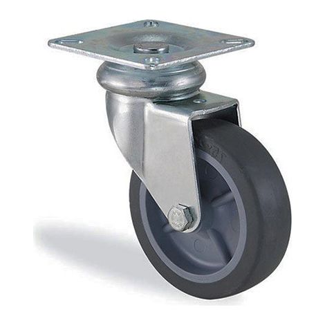 Roulette pivotante caoutchouc gris diamètre 75mm charge 60kg