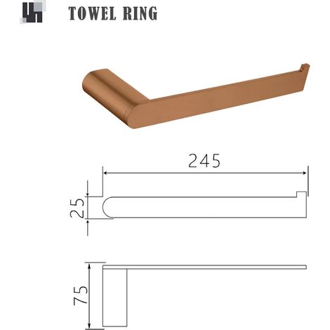 (Anneau porte-serviettes A) Porte-serviettes/porte-papier toilette/crochet/porte-peignoir/porte-gobelet/porte-savon/accessoires de salle de bain en or rose brossé (1/5)