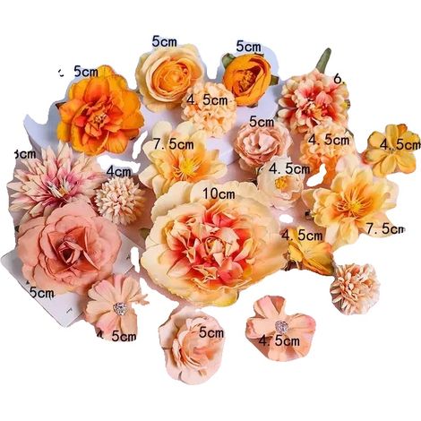Flores artificiales, rosas de seda, decoración para el hogar, 21 piezas, color naranja. (1/2)