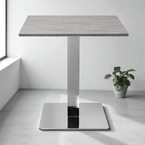 Tavolo bar pub ristorante 70x70 cm base argento e piano laminato Cemento H 75 (1/5)