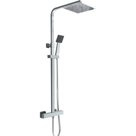 Lyla Chrome Square Thermostatic Bathroom Bar Mixer Valve Shower Set Dual Head (1/3)