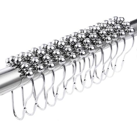 Crochets anneaux de rideau de douche en acier inoxydable chromé24 piècesDimensions 69 x 39 mmGlissement fluide sans blocage - 24pcs (1/5)