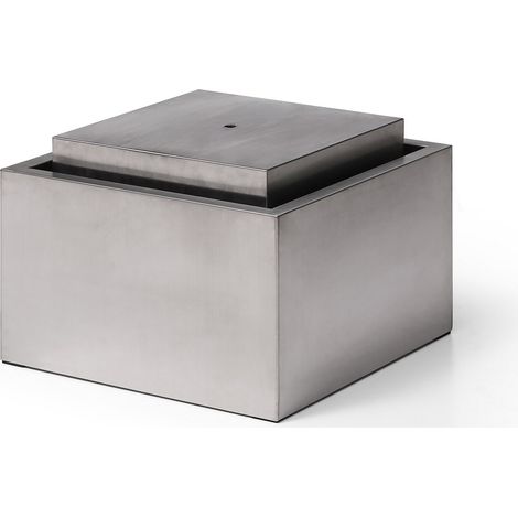 Vente-Unique – Fontaine de jardin en acier inoxydable – H.34 cm – Argenté – Prise secteur – Longueur 50 cm – Profondeur 50 cm (1/5)