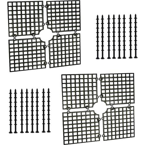 Protective Grid Flower Pot Cover – Cut to Size with Stakes for Indoor and Outdoor Protecting Children and Pets, 30 x 30 cm, 2 Pieces, Black (1/5)