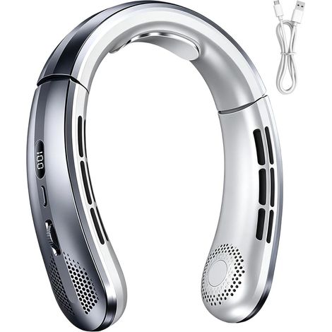 Ventilateur De Cou Rechargeable 5000 mAh USB Affichage LED
