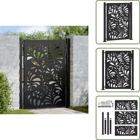 vidaXL Gartentor Schwarz 105x130 cm Stahl Wellen-Design (1/5)