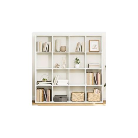 Bibliothèque blanc 137,5x29x137,5 bois d'ingénierie (1/5)