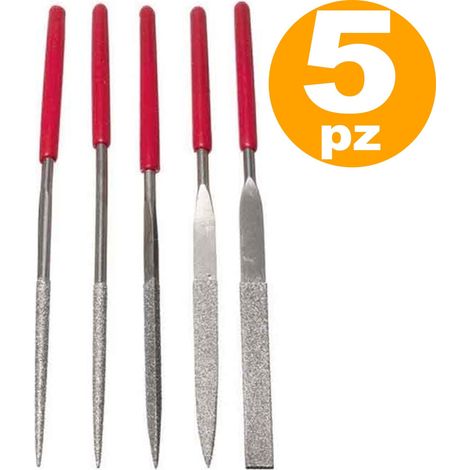 Trade Shop - 5 Lime Ad Ago Manico Gomma 160mm Finitura Perfetta Precisione Metallo Gioielli -